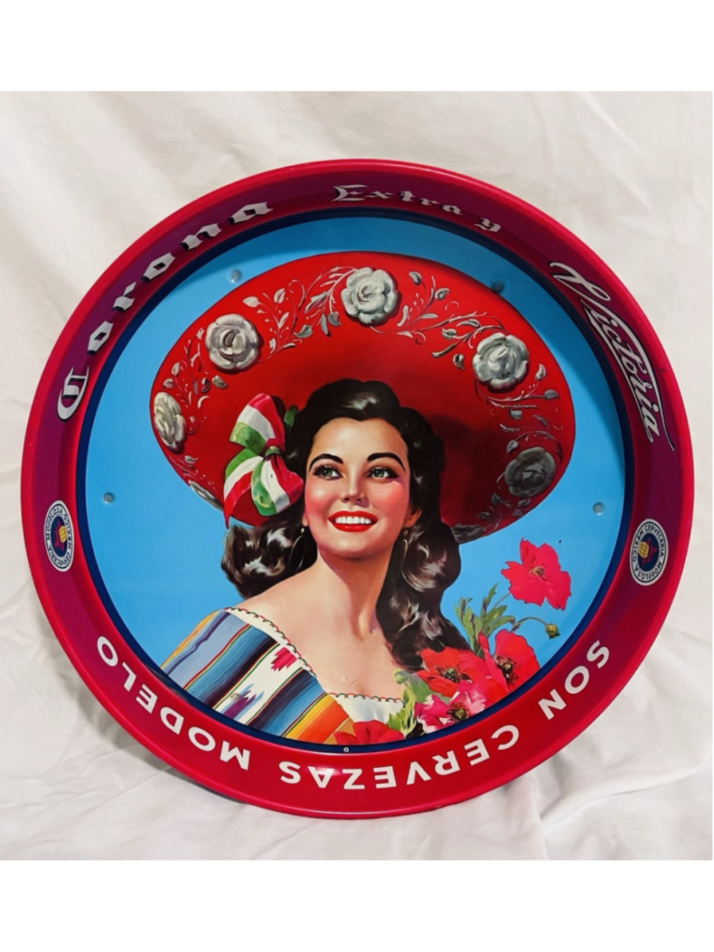 Vintage Corona Extra Victoria Son Cervezas Modelo 13" Metal Beer Tray Barware